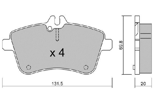 Jeu de 4 plaquettes de frein AISIN ref. BPMB-1008